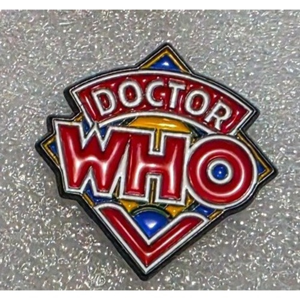 Doctor Who Enamel Pin 1970s Diamond Logo Red Blue Yellow Retro Sci-Fi Accessory